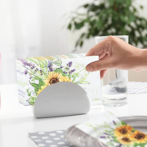 YOCHANDA 100 Pack Spring Sunflower Floral Guest Hand Towels Disposable for Bathroom, Sunflower Paper Napkins Decorative