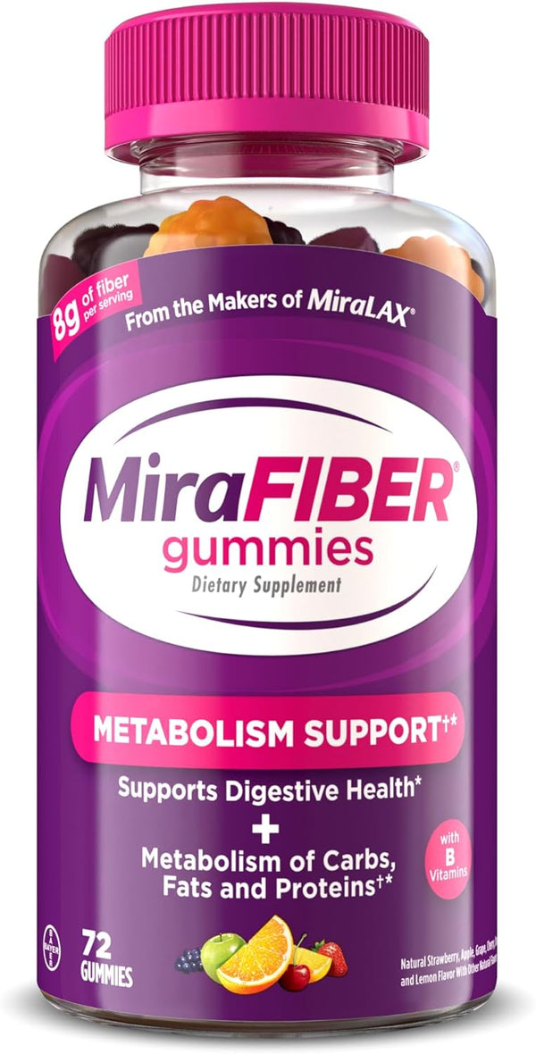 MiraFIBER Gummies from The Makers of MiraLAX, 8g of Daily Fiber Per