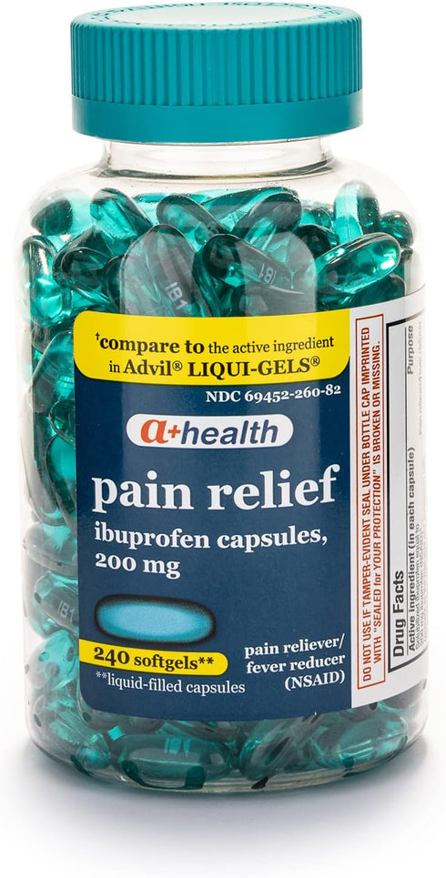 Ibuprofen 200 Mg Softgels, Pain Reliever/Fever Reducer (NSAID), 240 Count