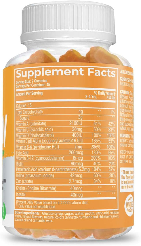 Kids Gummy Multivitamin - 90 Gummies, Complete Daily Essentials Vitamins and Minerals, Fruit Flavor, Gluten Free