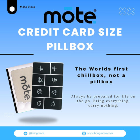 Mote Pillbox 7 Wallet Credit Card Size Carry Medications, Pills Day Weekly Organizer Pill case, Mini, Small Holder