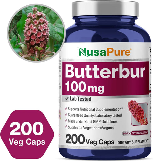 NusaPure Butterbur Extract, 100mg per Veggie Capsule, 200 Non-GMO, Vegetarian Capsules