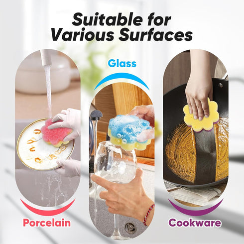 LAUNDRYLUX 3 Pack Scrub Sponge, Dual-Sided Temperature-Responsive Scrubber - Non-Scratch - Multipurpose Dish Sponges