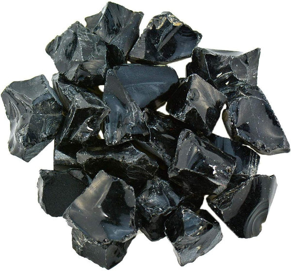 Bulk Rough Black Obsidian Crystal, Large 1" Natural Raw Stones for Tumbling, Decoration, Polishing