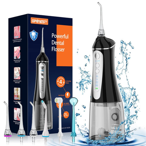 Water Dental Flosser for Teeth Cleaning - Portable Rechargeable Oral Irrigator with 4 Modes & 6 Tips