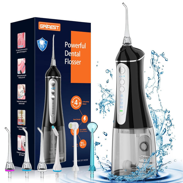 Water Dental Flosser for Teeth Cleaning - Portable Rechargeable Oral Irrigator with 4 Modes & 6 Tips