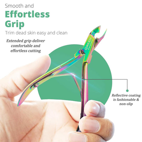 Professional Cuticle Trimmer with Pusher, Stainless Steel Cuticle Cutter & Sharp Blades for Nail Care & Manicure