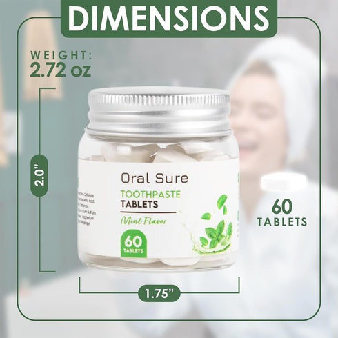 Toothpaste Tablets - Mint Flavor, Anti-Plaque, Anti-Cavity, Travel-Friendly, Fluoride-Free Oral Cleaner