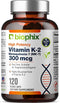 biophix Vitamin K2 MK-7 - 300 mcg, 120 Vcaps - High-Potency for Strong Bones & Immune Health