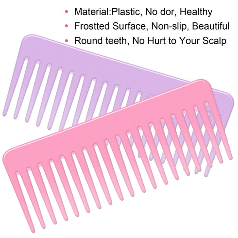 Wide Tooth and Large Detangling Comb Set for Long, Curly Hair - No Handle Styling Combs (2 Pieces)