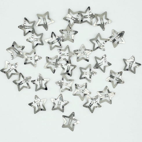 30 PCS Star Hair Clips, Non Slip Snap Hair Barrettes, 2000s Y2K Silver Metal Hair Accessories for Girls Women