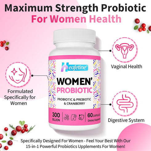 Vaginal Probiotics for Women, 300 Billion CFUs, 60 Caps for Vaginal & Urinary Tract Health