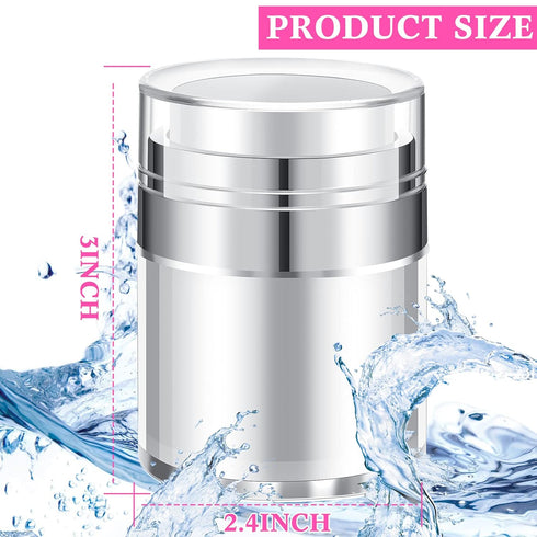 4 Pack Empty Airless Pump Jar Acrylic Airless Cosmetic Container Portable Refillable Travel Size Cream Jar Vacuum Bottle Lotion Jar with Pump Lid for Skincare Cream, White (1.7 oz)