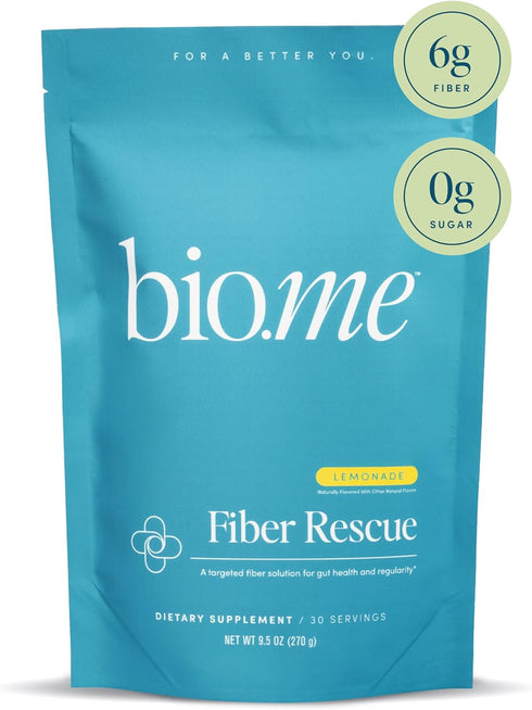 Fiber Rescue Psyllium Husk Powder for Digestive Health & Bloating Relief, Sugar Free Lemonade Flavor - 30 Servings