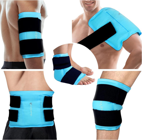 Comfytemp Wearable Ice Pack for Injuries - Reusable Gel Cold Bag with 2 Straps, 10.5" x 14.5" for Pain Relief