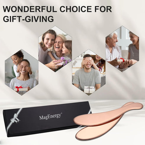 MagEnergy Gua Sha Tool Pure Copper Scraping Back Massager Guasha Board for Neck and Body Special Gifts for Grandparents