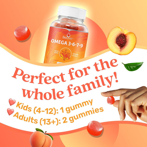 Organic Omega 3 Gummies with Omegas 6, 7, 9, DHA & EPA from Flaxseed Oil, Sugar-Free, Supports Brain & Heart (60 CT)