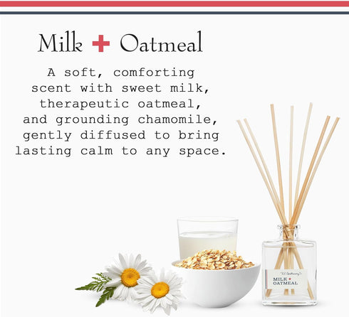 Sets 8 oz U.S. Apothecary Milk & Oatmeal Scented Diffuser Kit, Creamy-Sweet Scent with Oatmeal Extract, Diffuser