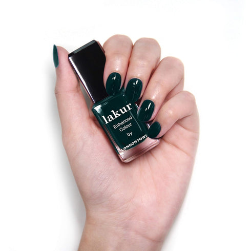 LONDONTOWN lakur Nail Polish - Shimmery Glittery Blue, Chip-Resistant, Non-Toxic, Conditions & Hydrates Nails, .40 fl oz
