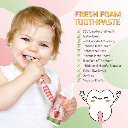 Foam Toothpaste Kids, 4 Packs for U-Shape Electric Toothbrush, Toddler's Toothpaste with Low Fluoride