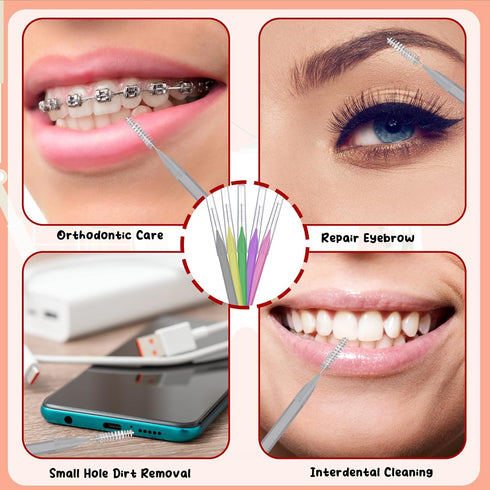 Tdfronien 100 Pcs Braces Brush Flossers Interdental Brush Toothpick Dental Tooth Flossing Head Oral Dental Hygiene