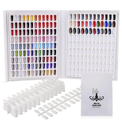 Noverlife Professional 216 Nail Colors Chart, White Nail Gel Polish Display Book for Nail Art Salon