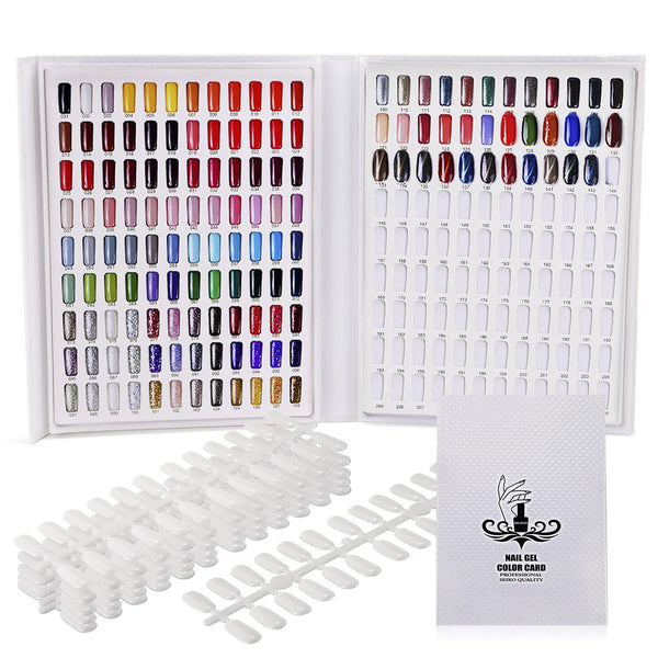Noverlife Professional 216 Nail Colors Chart, White Nail Gel Polish Display Book for Nail Art Salon