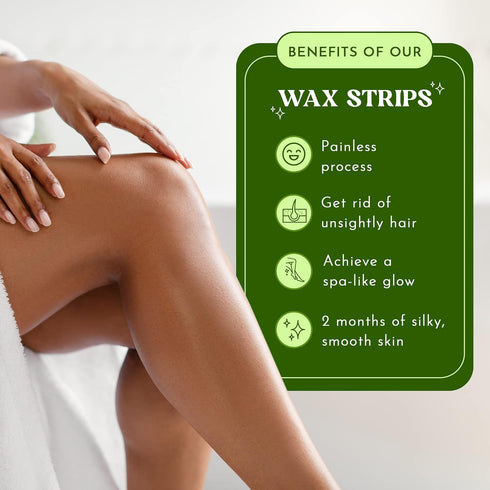 MOOM Hair Removal Wax Strips, 48 Count Reusable & Washable Polycotton Strips for Hair Removal, Perfect for Body & Face
