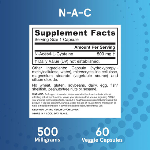 Jarrow Formulas N-A-C 500 mg, Antioxidant Support for Liver Health, 60 Veggie Capsules