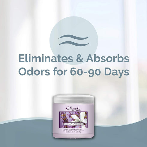 Clear Air Odor Absorber Gel - 15 oz, Pack of 2: Air Freshener for Bathrooms, Cars, Boats, RVs, Pet Areas - Lavender