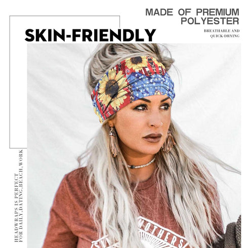 Olbye Wide Boho Headbands Turban Elastic Hairbands Nonslip Floral Bandana Workout Yoga Hair Scarfs Running Sweatband African Head Wraps Bohemian Hair Accessories for Women Girls(F- Flower)