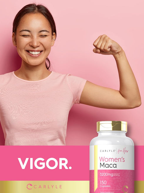 Carlyle Maca Root Capsules for Women 3200mg | 150 Count | Gluten Free, Non-GMO Supplement for Her