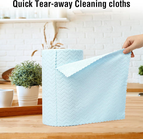 Microfiber Cleaning Cloths Roll, 75 Pack, 11.8" x 11.8", Ultra Absorbent, Lint Free, Blue