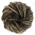 MORICA 1PCS Messy Hair Bun Extension, Curly Wavy Synthetic Chignon Hairpieces for Women (Dark Brown & Ash Blonde)