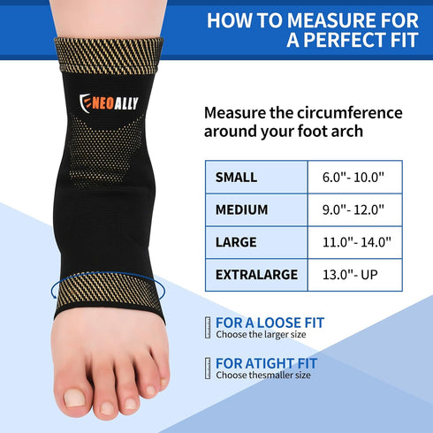 NeoAlly Copper Ankle Support Brace Compression Sleeve, Medium Size for Foot Swelling Pain Relief