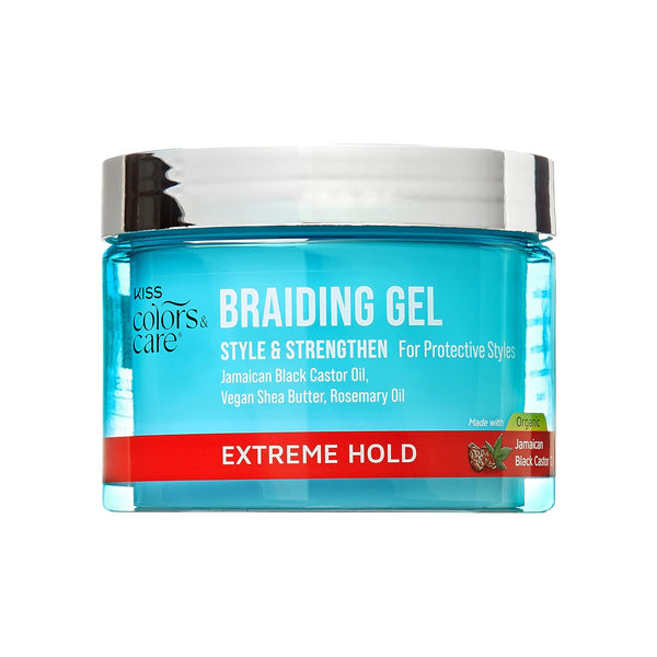 KISS COLORS & CARE Braid Gel - Extreme Hold, 6 oz - Nourishing, Adds Shine, Moisture for All Hair Types