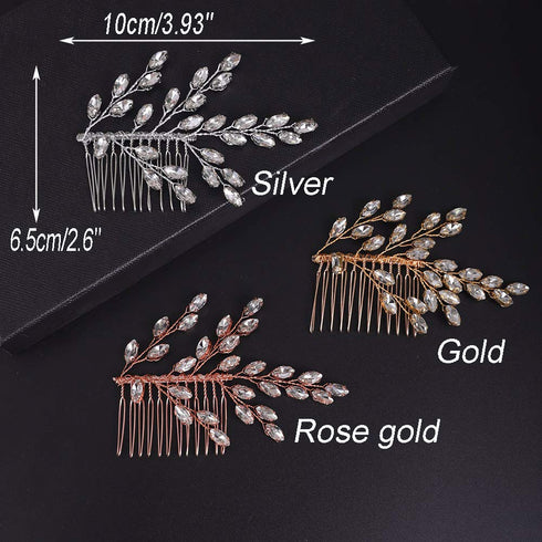 Wedding Bridal Rose Gold Hair Accessories - Crystal Hair Comb, Rhinestone Headpiece (rose gold)