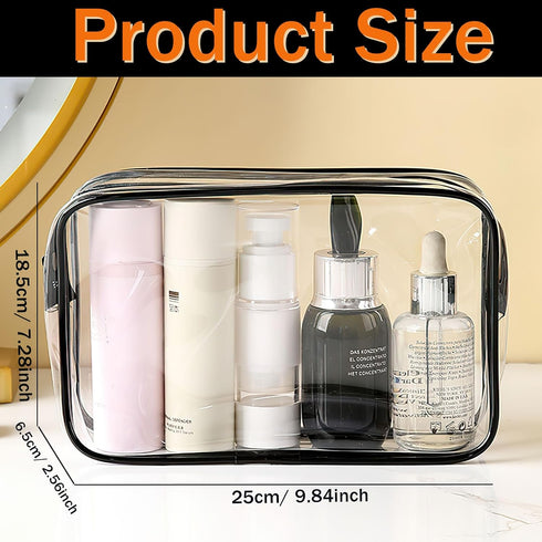 6 Pieces Clear Makeup Bags, Cosmetic Bag Bulk, Portable Travel Clear Pouch with Zipper, TSA Approved Toiletry Bag for Travel Waterproof Makeup Bag Vinyl Plastic Organizer Case (Black, Large)