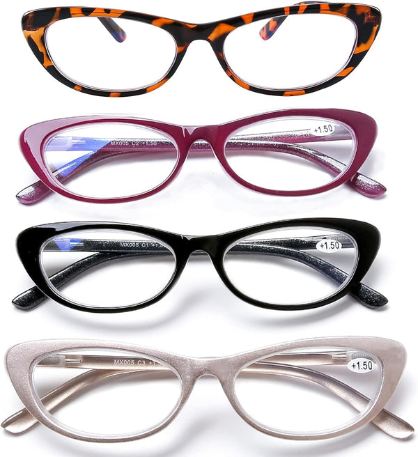 AQWANO Blue Light Blocking Reading Glasses for Women, Cat Eye Anti Glare/Eyestrain, 2.25