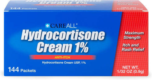 CareAll Hydrocortisone Cream 1% (144 Pack), Maximum Strength Anti-Itch Skin Cream for Eczema, Insect Bites