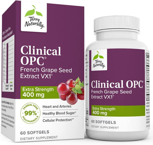 Terry Naturally Clinical OPC Extra Strength, 60 Softgels, French Grape Seed Extract, Non-GMO