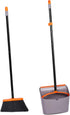 Set Set BirdRock Home Broom and Dustpan - Lobby Dust Pan - Orange and Grey Durable - Indoor or Outdoor - Sweep Combo