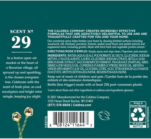 Caldrea Multi-Surface Countertop Spray Cleaner, Made with Vegetable Protein Extract, Juniper Laurel Mint Scent, 16 oz