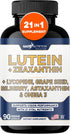 Lutein and Zeaxanthin Supplements for Eye Health with Astaxanthin, Omega 3, Resveratrol, Bilberry, Lycopene, Quercetin