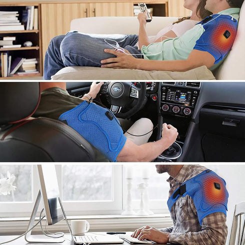 LoKori Frozen 3 Settings,Compression Heated Shoulder Wrap Brace, Shoulder Heating Pads Massager for Men Women Shoulder