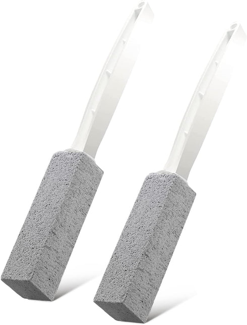 2 Pack Toilet Cleaner Hard Water Build Up Remover with Ergonomic Handle, Pumice Cleaning Stone for Kitchen & Bathroom