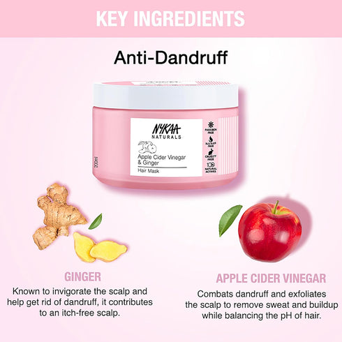 Nykaa Naturals Hair Mask, Apple Cider Vinegar & Ginger, 6.76 oz - Anti-Dandruff & Hair Growth for Women