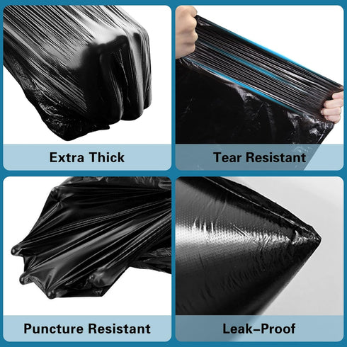 PetsHome 13 Gallon Trash Bags, 100 Count, Extra Thick Leak Proof Kitchen Rubbish Bags for Home, Office, School, Black