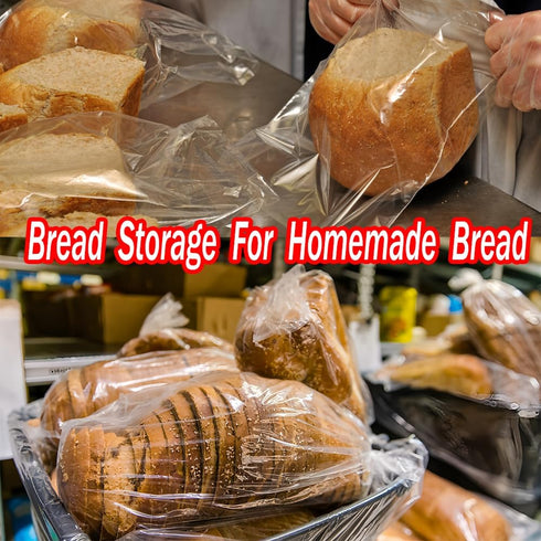 PEOKPIPLE 200 Pack Bakeries8"x2.4"x12" Reusable Bread Bags for Homemade Bread & Sandwich Bread Clear Plastic Storage