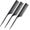 Leinuosen 3 Pack Carbon Fiber Rat Tail Styling Comb, Heat Resistant Anti Static for Back Combing, Black